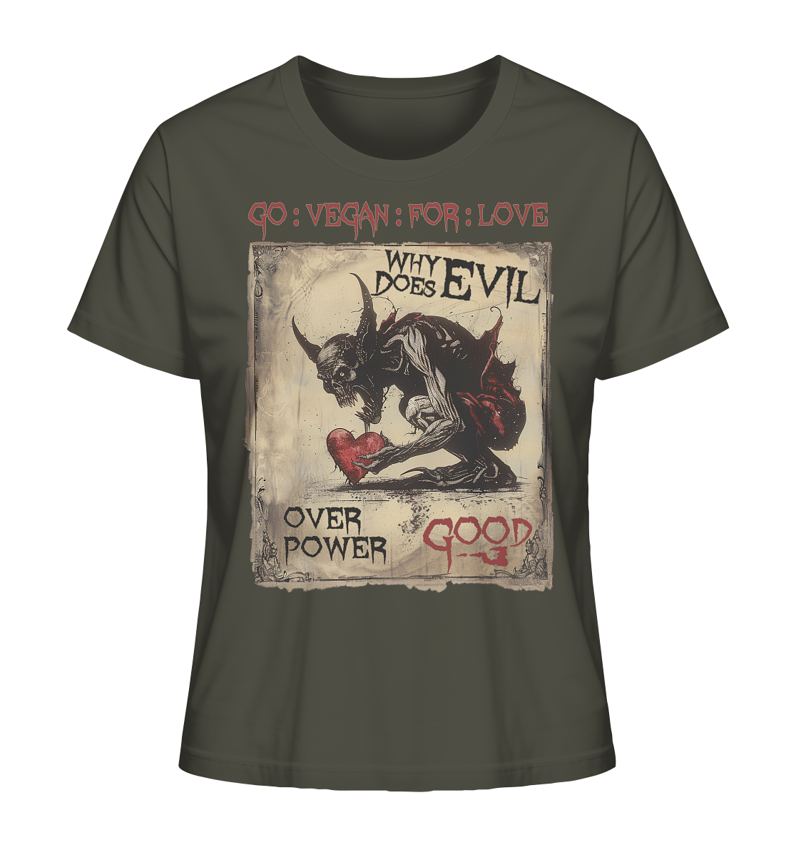 Motif "why does evil" - women's organic T-shirt