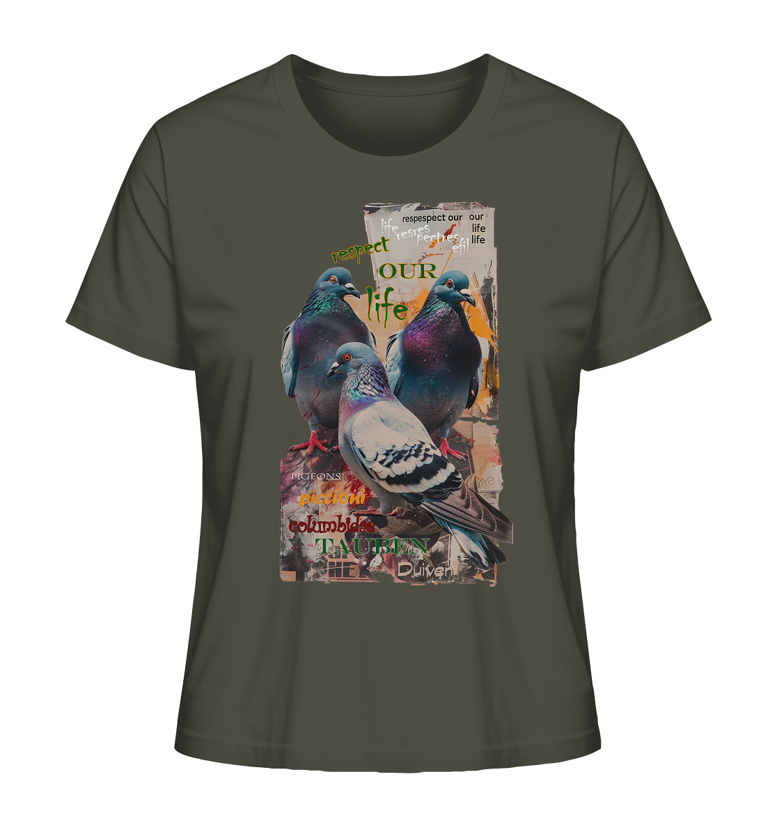 Motif "respect our life - pigeons" - Women's Organic T-Shirt