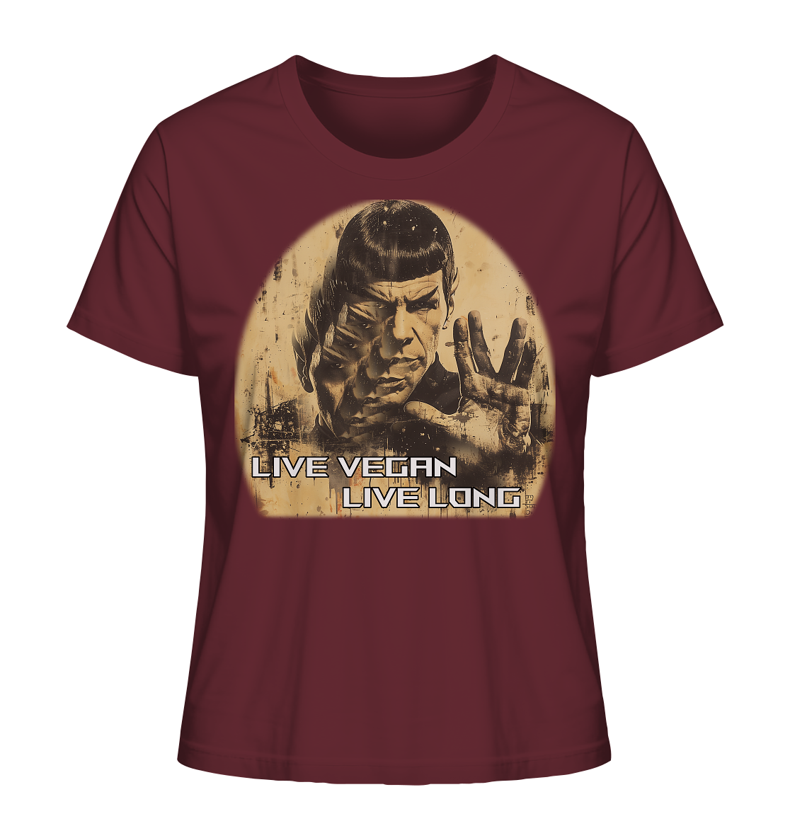 Motif "live vegan live long" - organic women's T-shirt