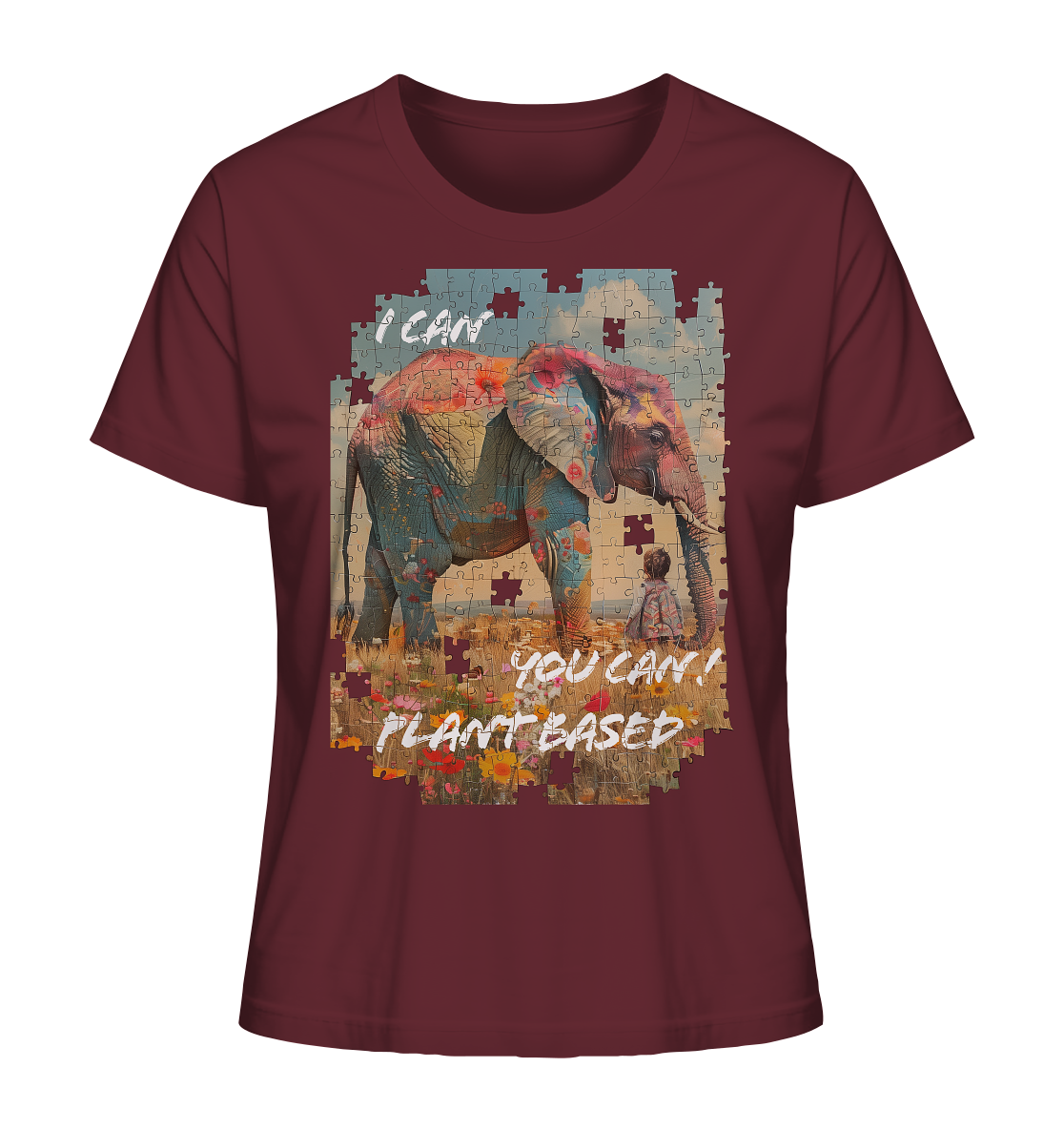 Motif "plant based elephant" - organic women's T-shirt