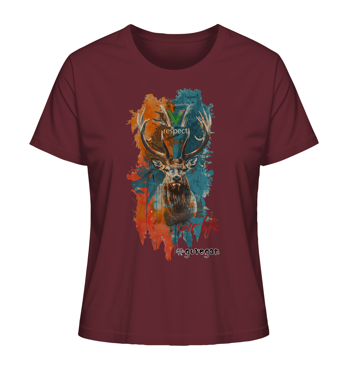 Motif "respect our life, go vegan" - women's organic T-shirt