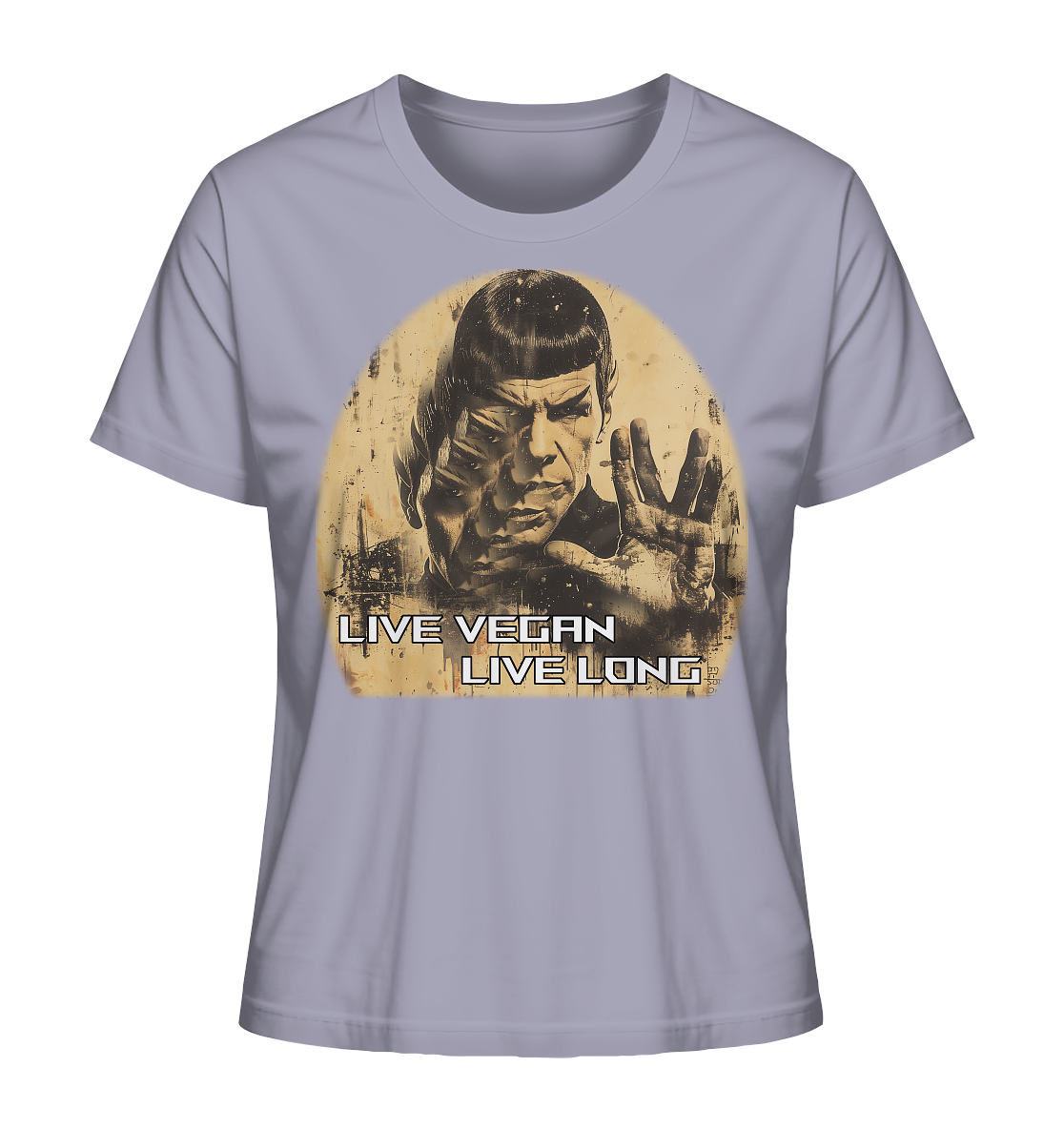 Motif "live vegan live long" - organic women's T-shirt