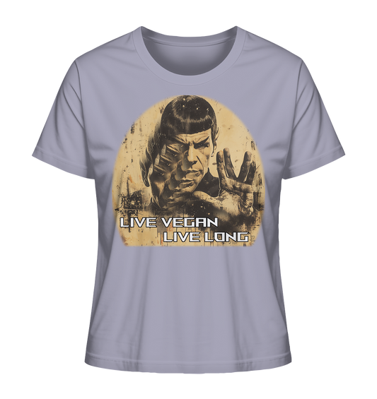 Motif "live vegan live long" - organic women's T-shirt
