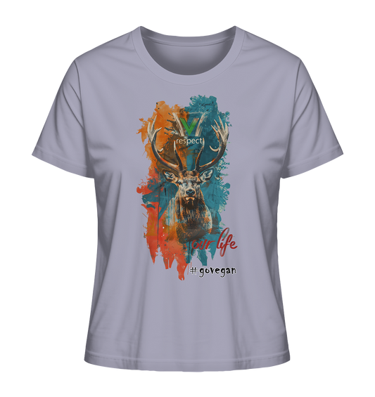 Motif "respect our life, go vegan" - women's organic T-shirt