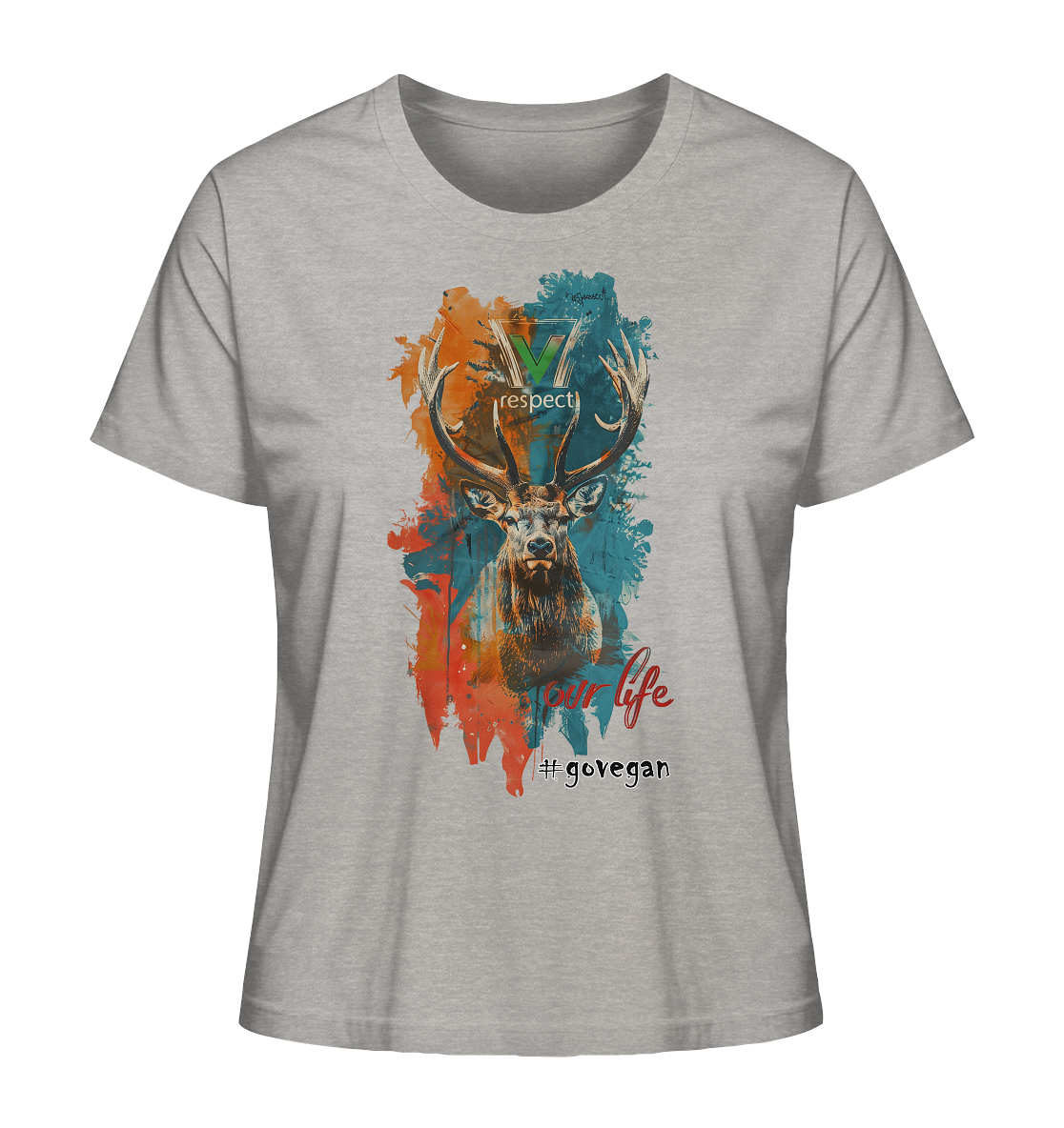 Motif "respect our life, go vegan" - women's organic T-shirt