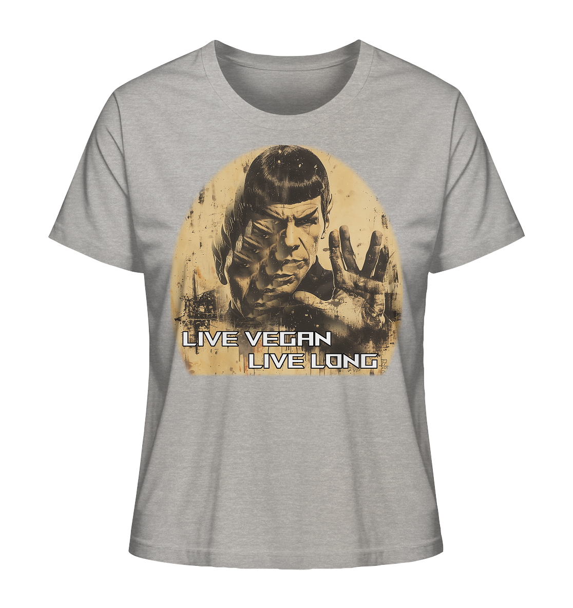 Motif "live vegan live long" - organic women's T-shirt