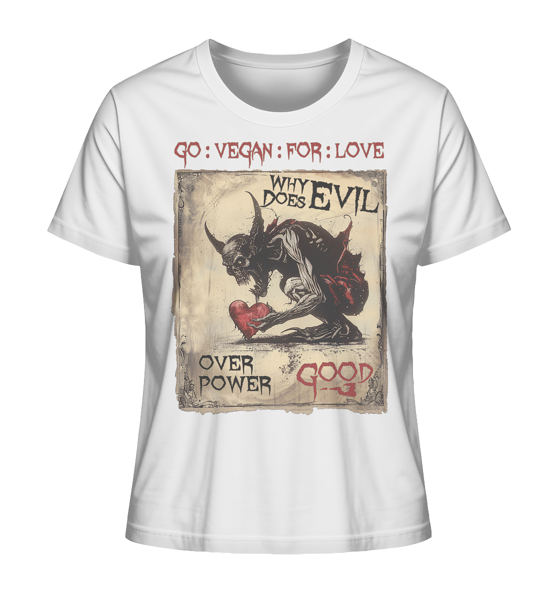 Motif "why does evil" - women's organic T-shirt
