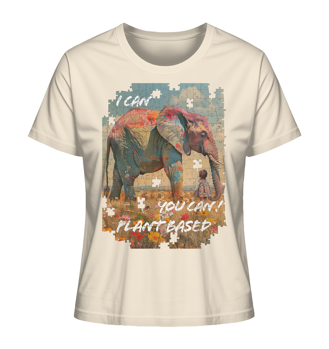 Motif "plant based elephant" - organic women's T-shirt