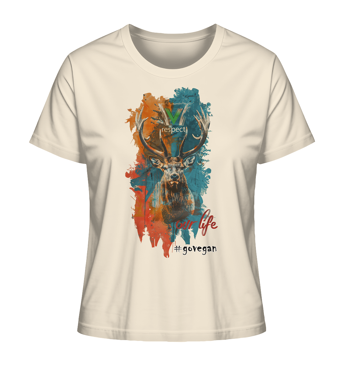 Motif "respect our life, go vegan" - women's organic T-shirt