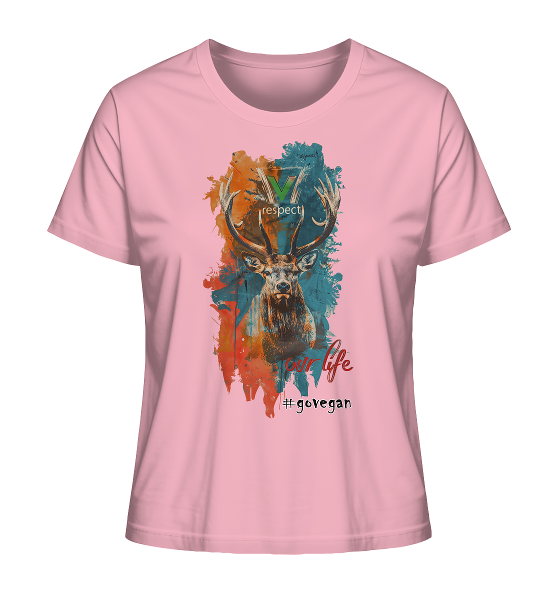 Motif "respect our life, go vegan" - women's organic T-shirt