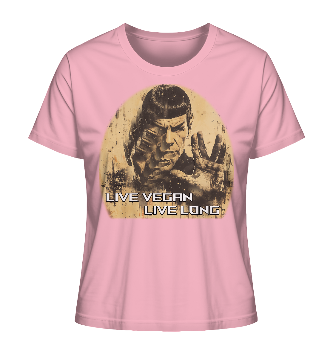 Motif "live vegan live long" - organic women's T-shirt