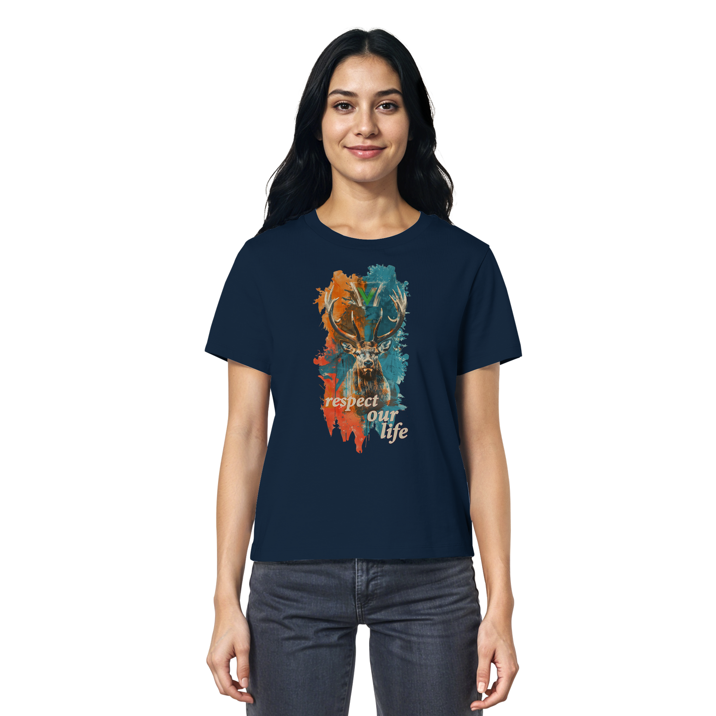 vegwear "respect our life - Hirsch" - Damen T-Shirt