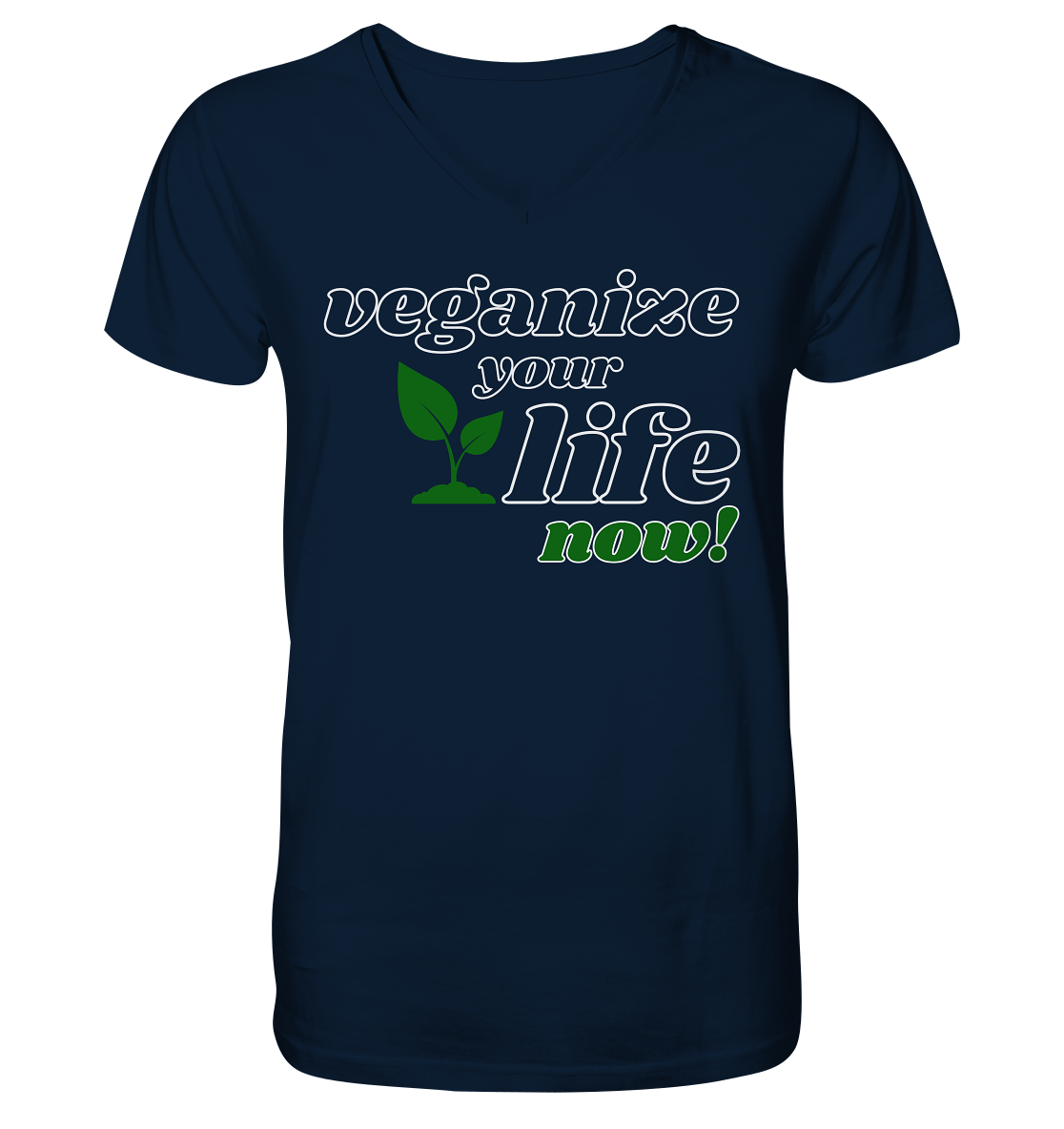 vegwear "veganize your life" - Herren T-Shirt mit V-Ausschnitt, bio, vegan, nachhaltig