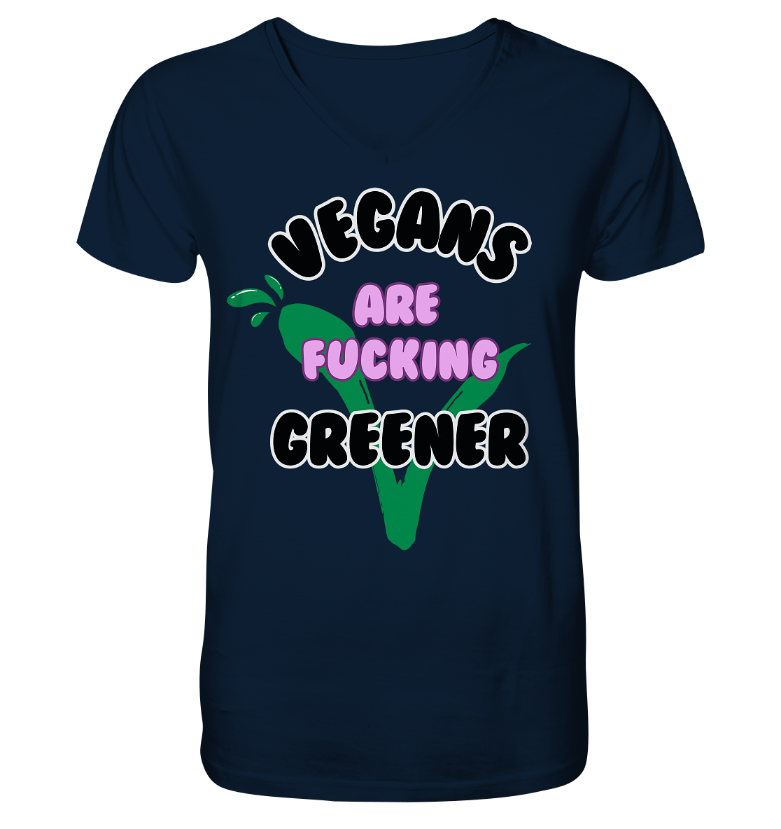 Motif "vegans are fucking greener" - Men's Organic T-Shirt, V-neck