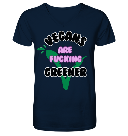 Motif "vegans are fucking greener" - Men's Organic T-Shirt, V-neck
