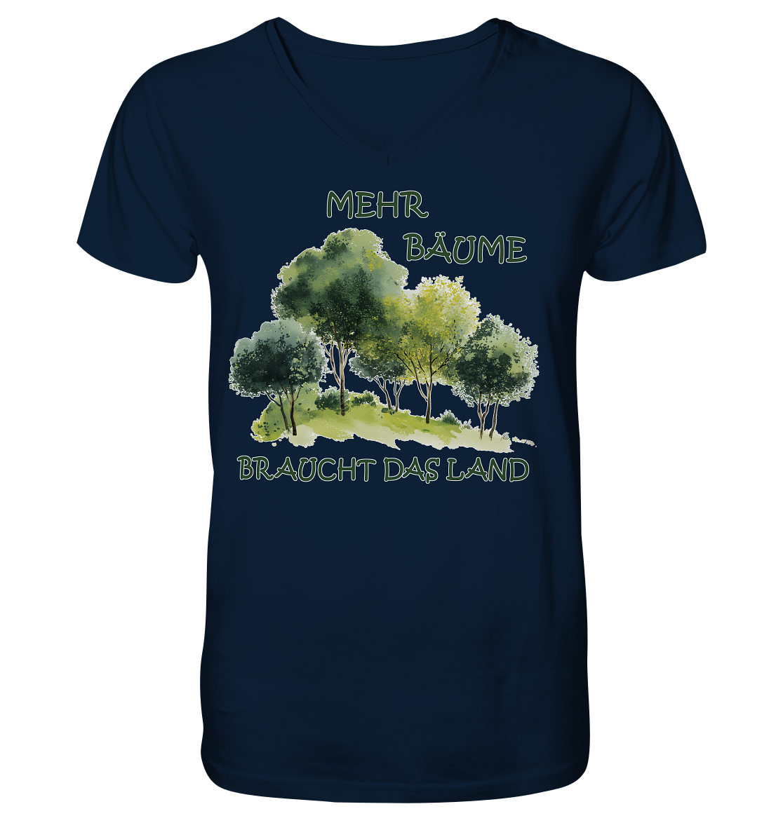 vegwear "mehr Bäume braucht das Land" - Herren Bio T-Shirt mit V-Ausschnitt, vegan, fair, nachhaltig