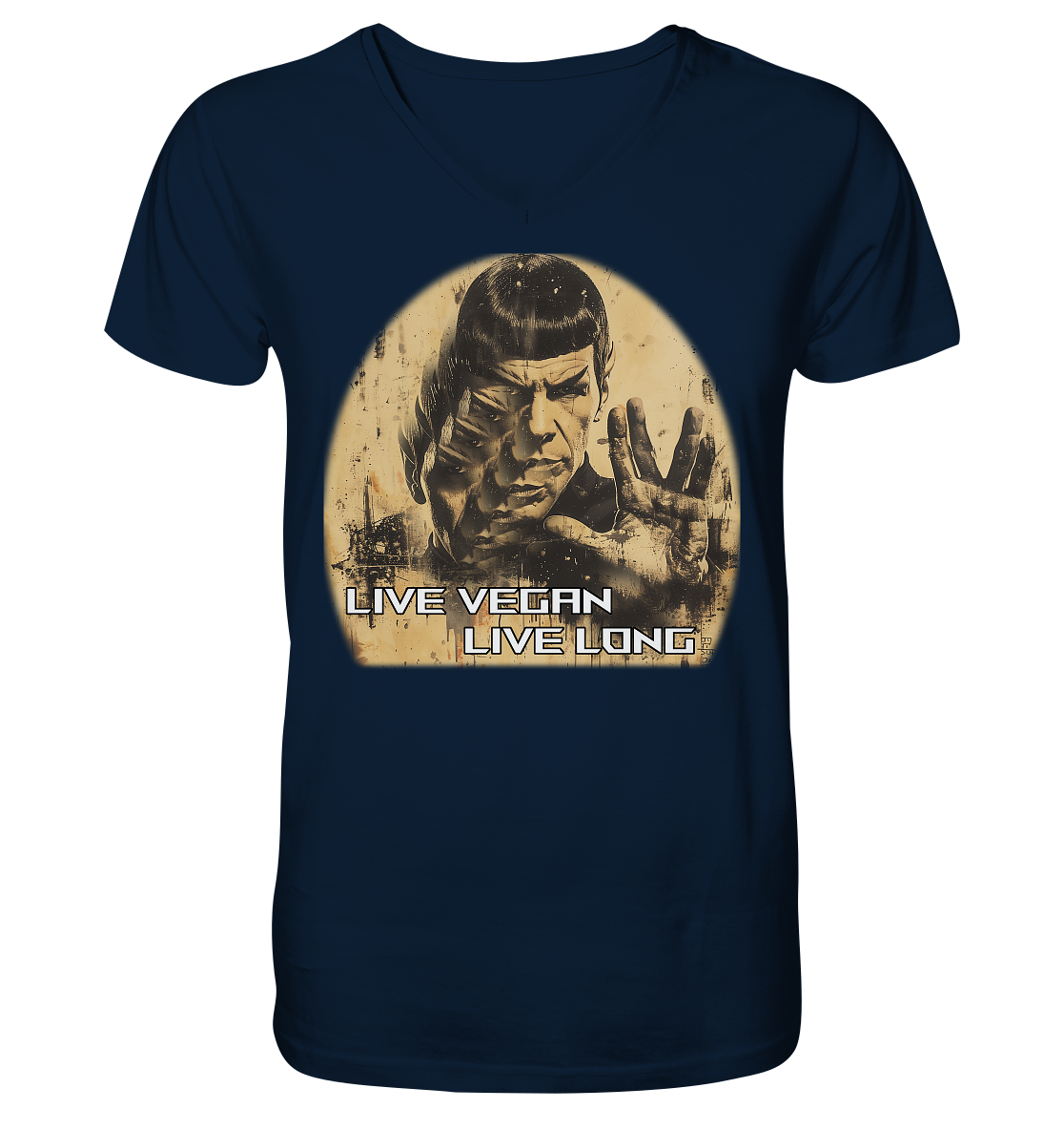"live vegan live long" motif - Men's organic V-neck T-shirt