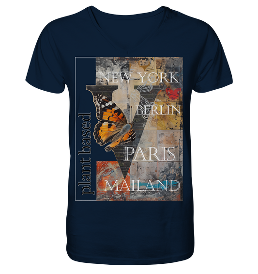 Motif "plant based cities" - Men's Organic T-Shirt V-neck