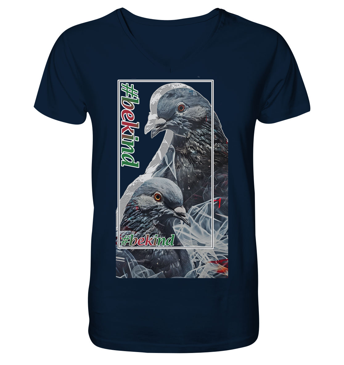 Motiv "be kind" - Herren Bio T-Shirt V-Ausschnitt