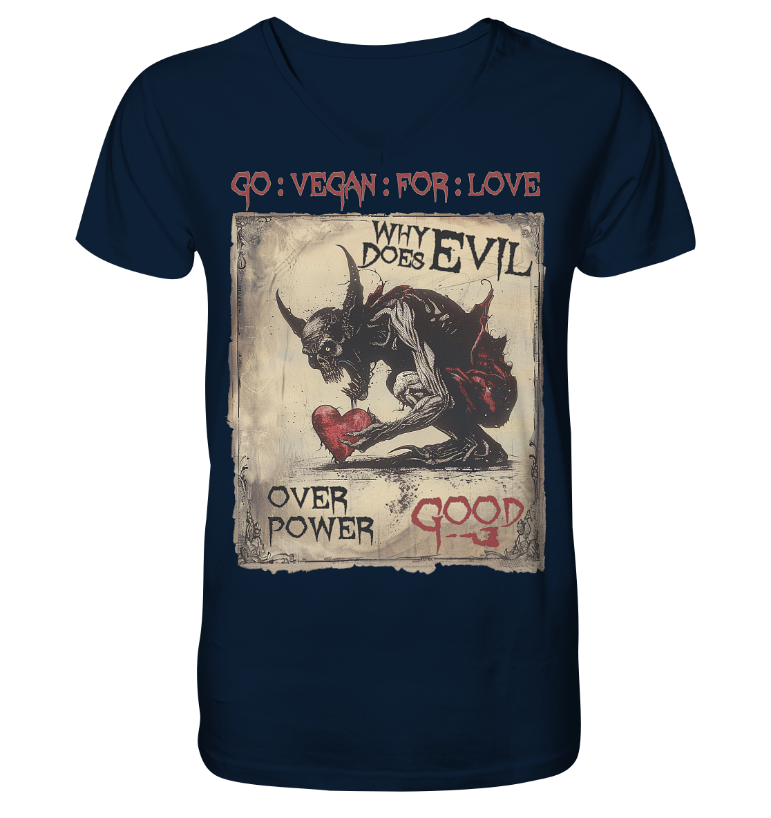 Motiv "why does evil" - Men's Organic T-Shirt, V-neck