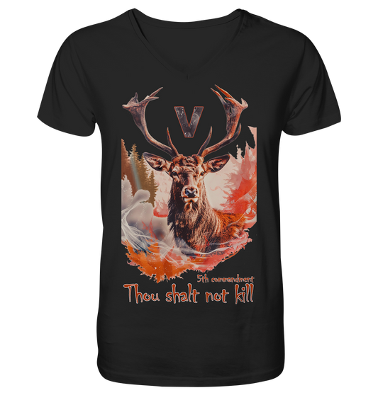 Motiv "thou shalt not kill" - Herren Bio T-Shirt mit V-Ausschnitt