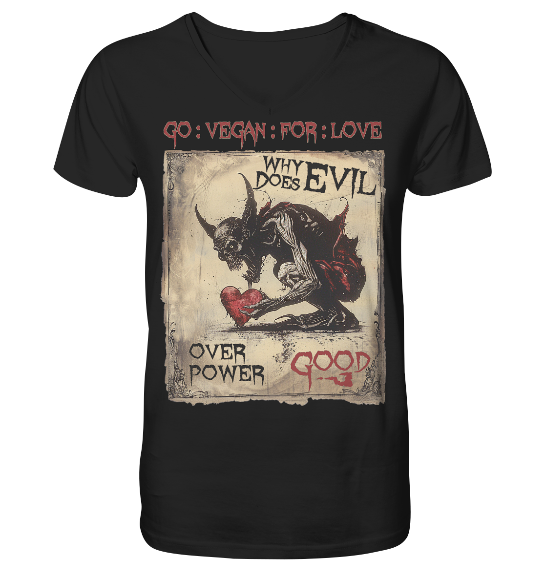 Motiv "why does evil" - Men's Organic T-Shirt, V-neck