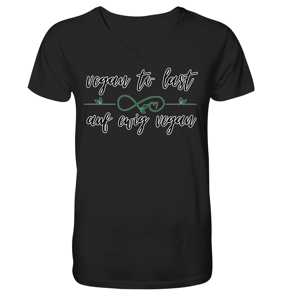 Motiv "vegan to last" - Herren Bio T-Shirt mit V-Ausschnitt