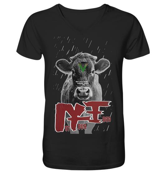 vegwear "not your food" - Herren Bio T-Shirt mit V-Ausschnitt