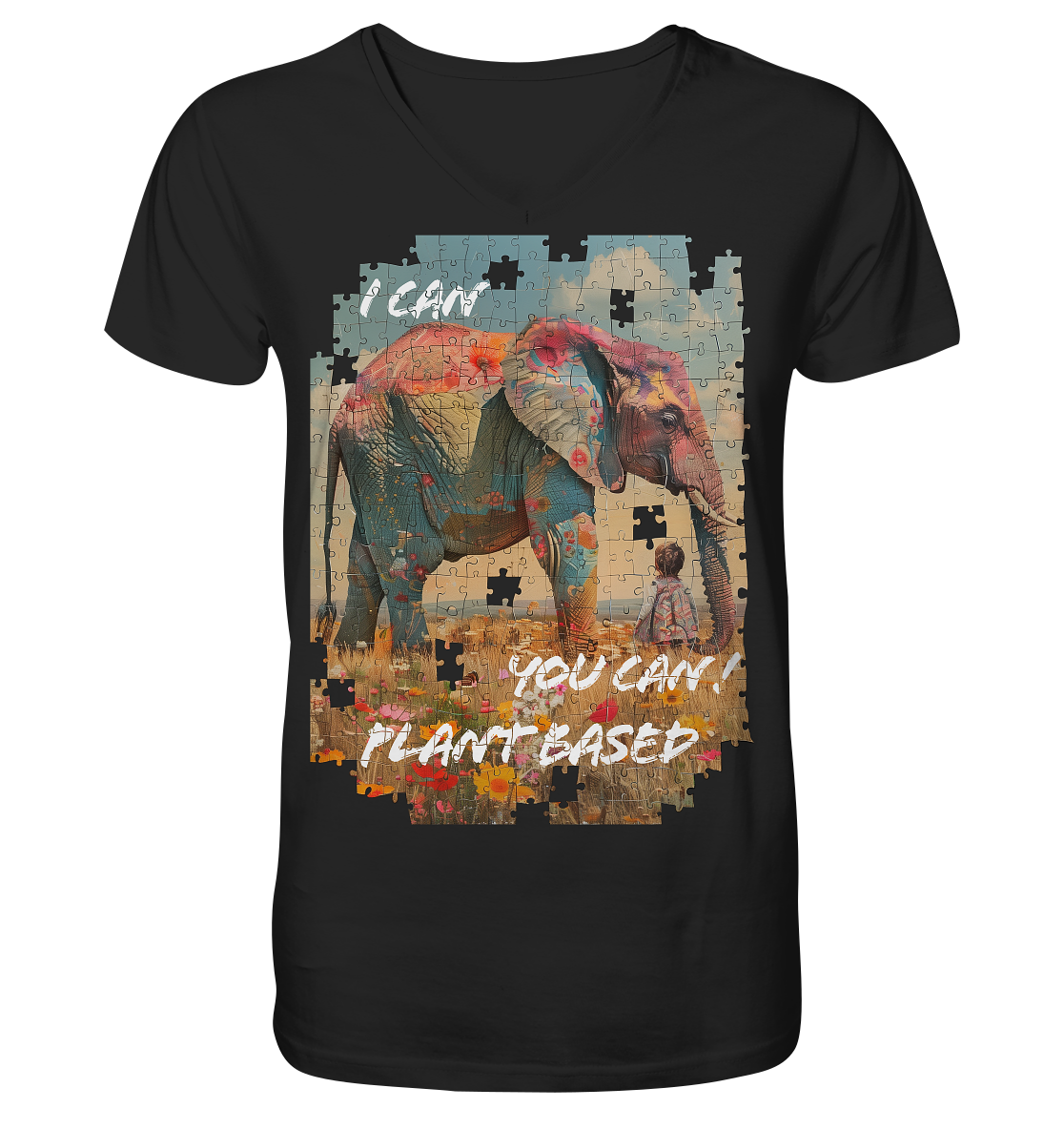 Motif "plant based elephant" - Men's Organic T-Shirt V-Neck