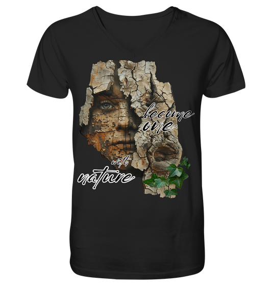 Motif "become one with nature" - Men's Organic T-Shirt V-Neck