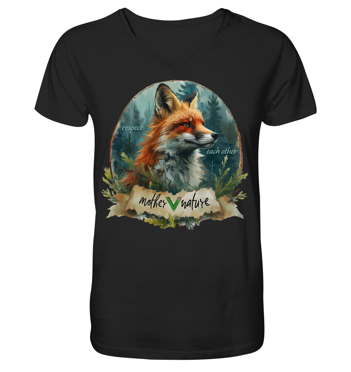 vegwear "respect each other" - Herren T-Shirt mit V-Ausschnitt, bio, vegan