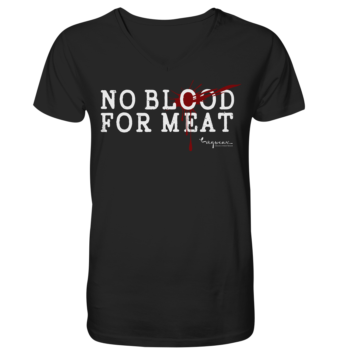 V-Neck Bio-T-Shirt: "no blood for meat" Shirt | vegwear