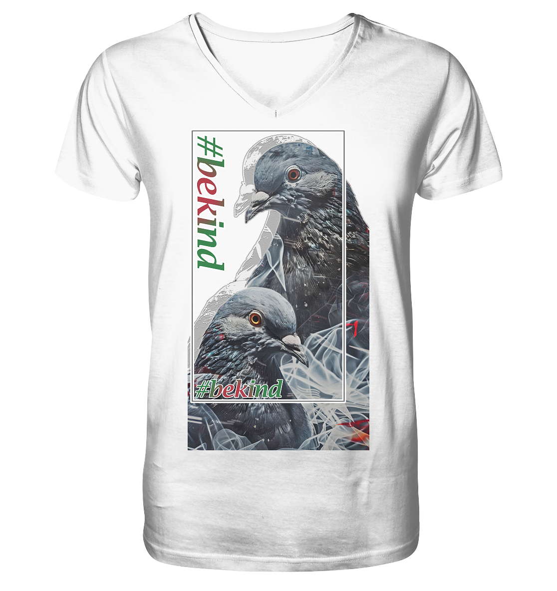 Motiv "be kind" - Herren Bio T-Shirt V-Ausschnitt