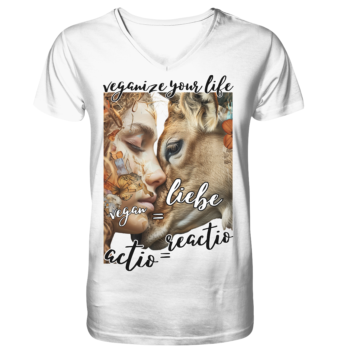 Motif "actio = reactio" - Men's Organic T-Shirt V-Neck