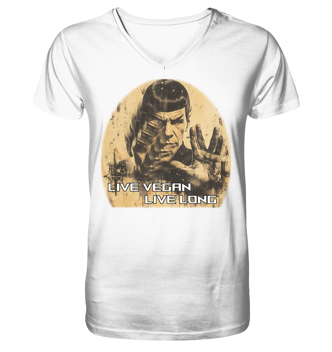 "live vegan live long" motif - Men's organic V-neck T-shirt