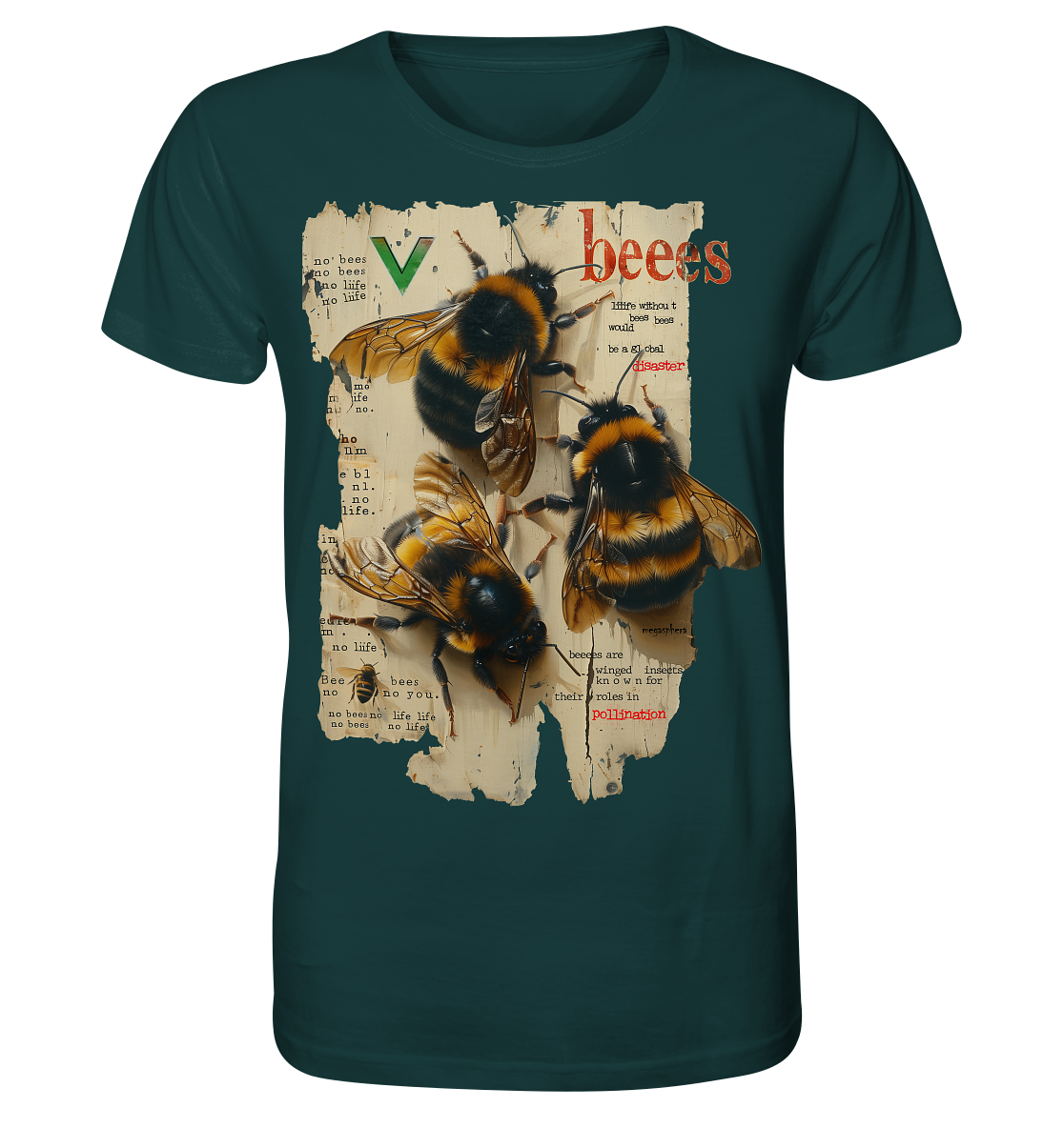 Motif "no bees, no life" - unisex organic T-shirt