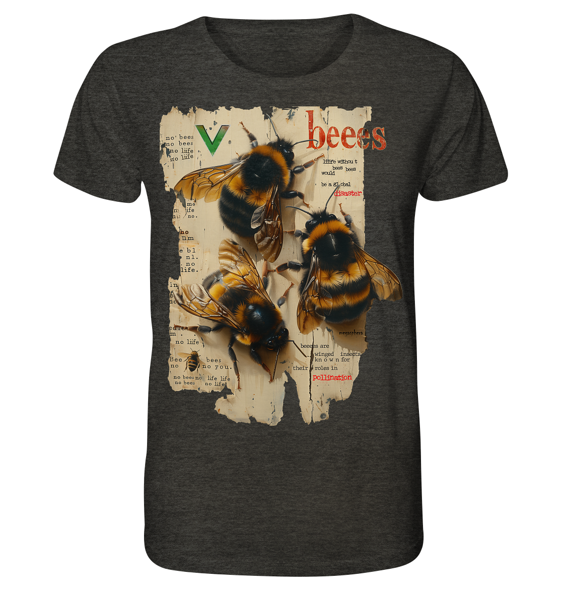 Motif "no bees, no life" - unisex organic T-shirt