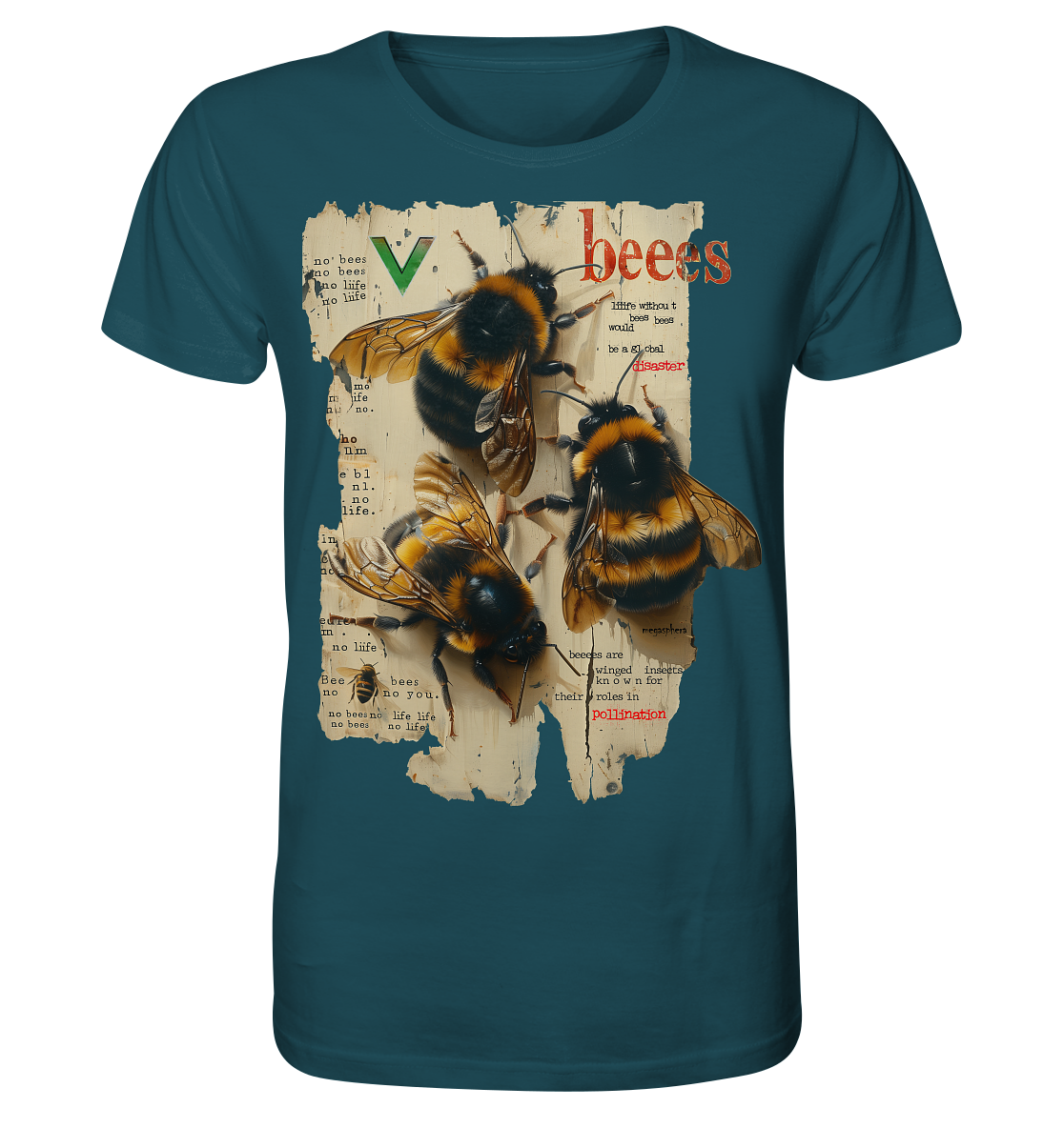 Motif "no bees, no life" - unisex organic T-shirt