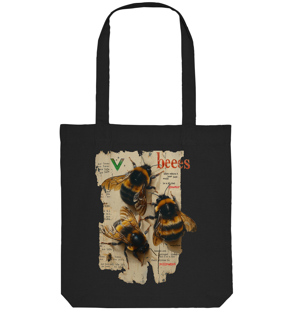 Motif "no bees, no life" - Organic shopping bag