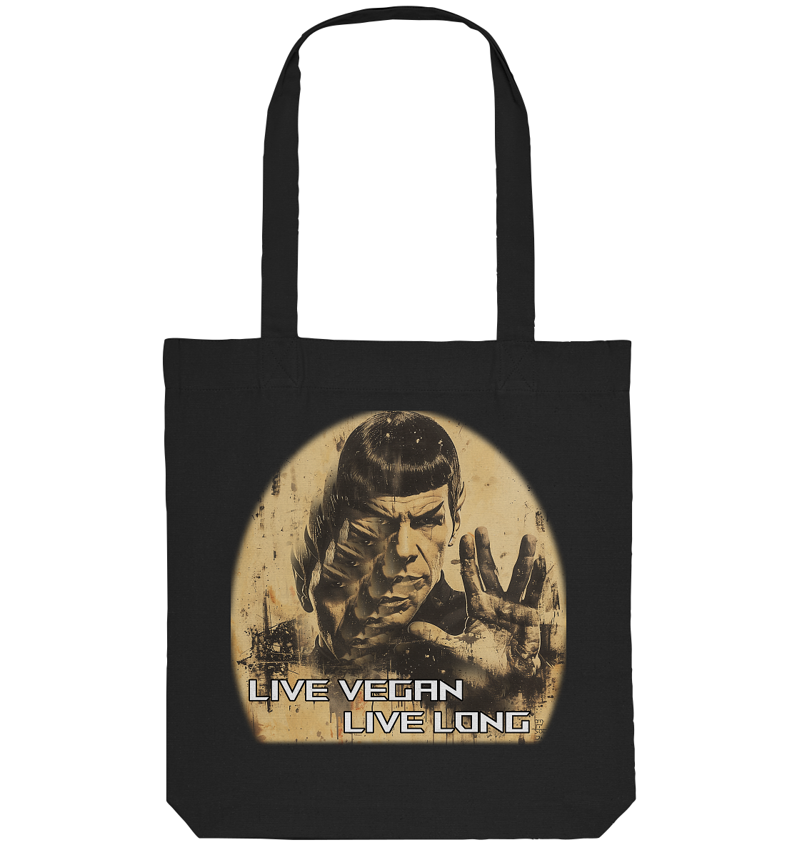 Motif "live vegan live long" - organic shopping bag