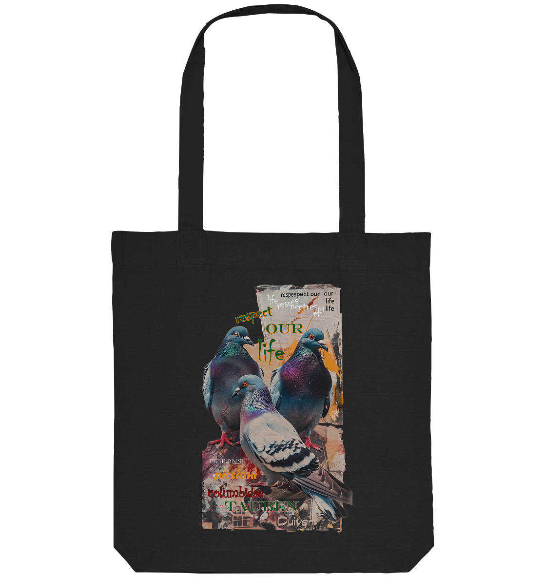 motif "respect our life - pigeons" - shopping bag