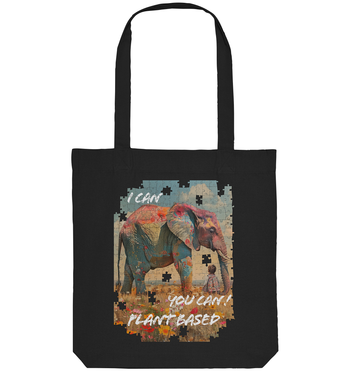 Motif "plant based elephant" - organic shopping bag