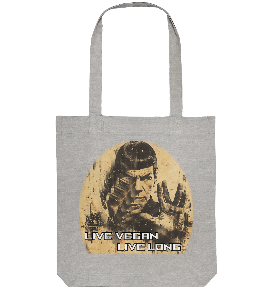 Motif "live vegan live long" - organic shopping bag