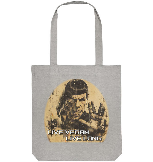 Motif "live vegan live long" - organic shopping bag