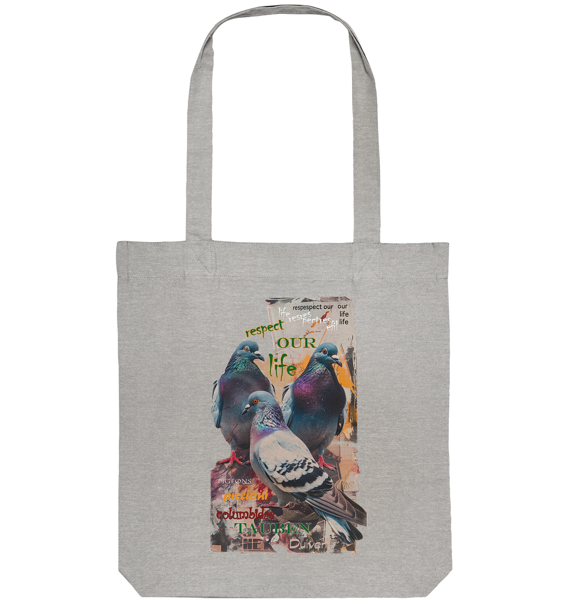motif "respect our life - pigeons" - shopping bag