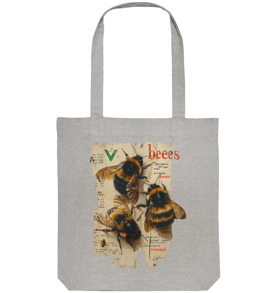 Motif "no bees, no life" - Organic shopping bag