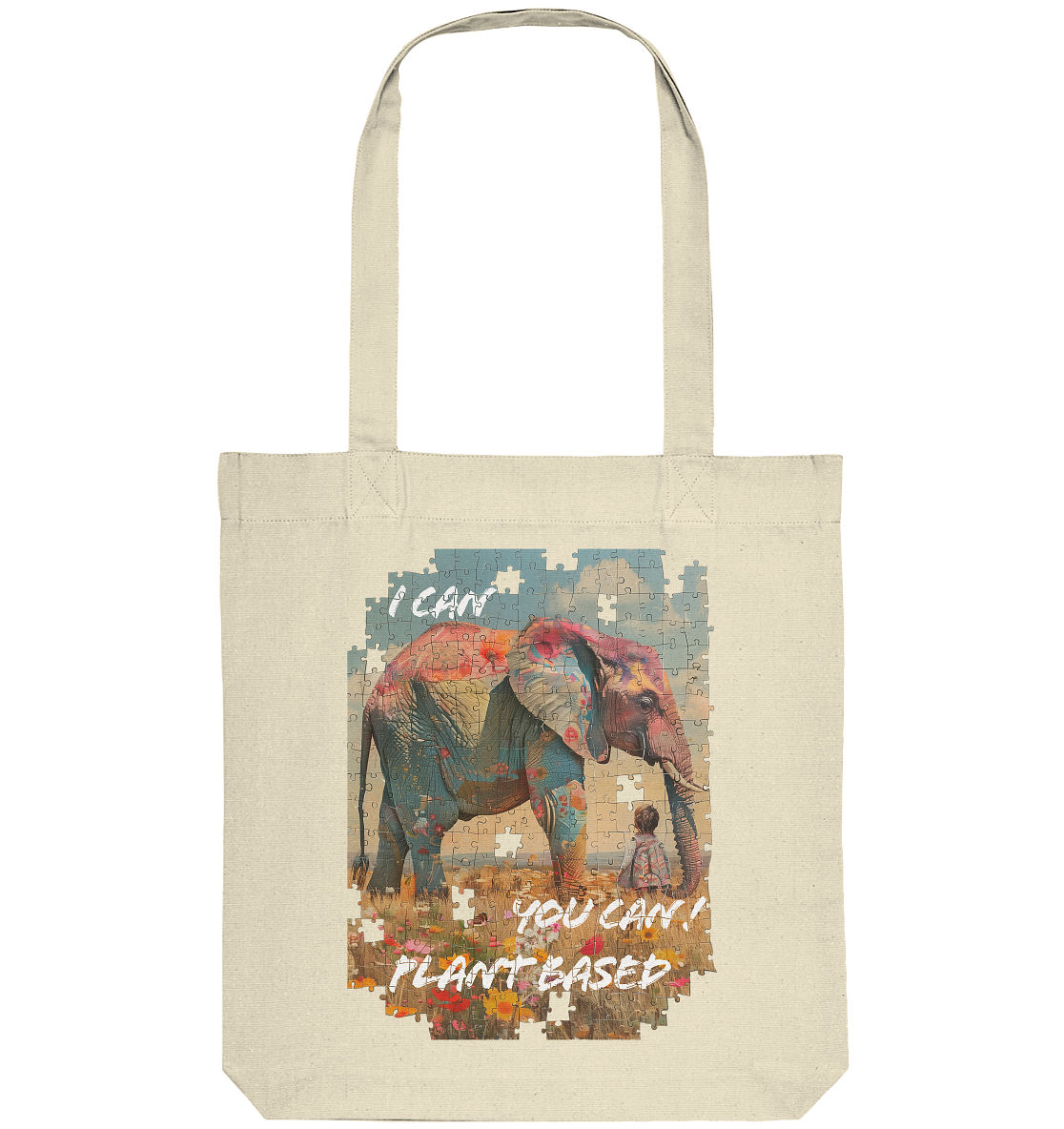 Motif "plant based elephant" - organic shopping bag