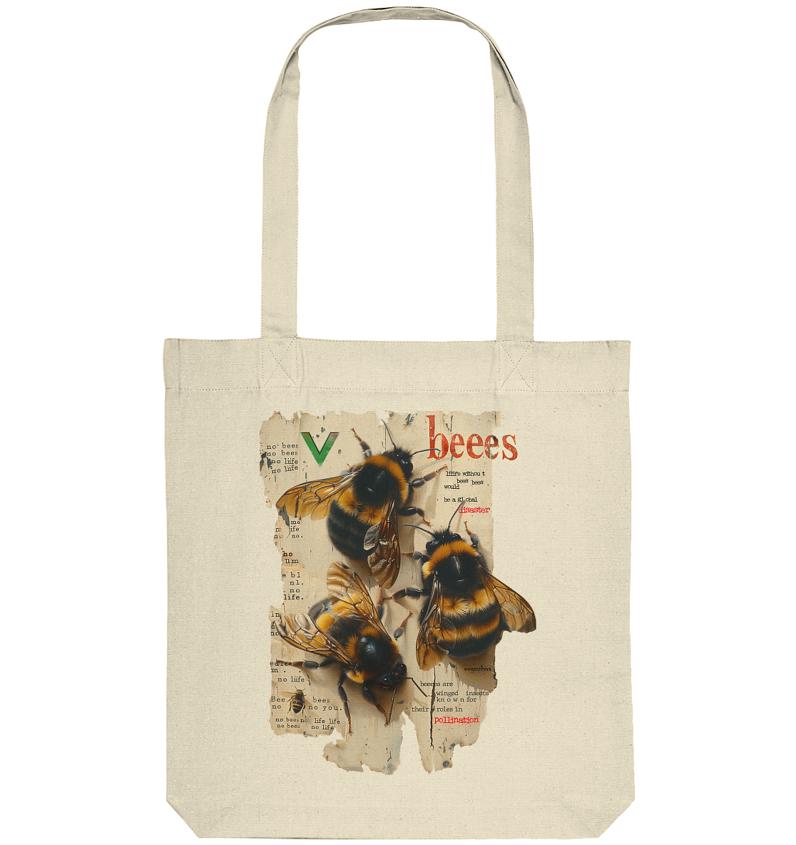 Motif "no bees, no life" - Organic shopping bag
