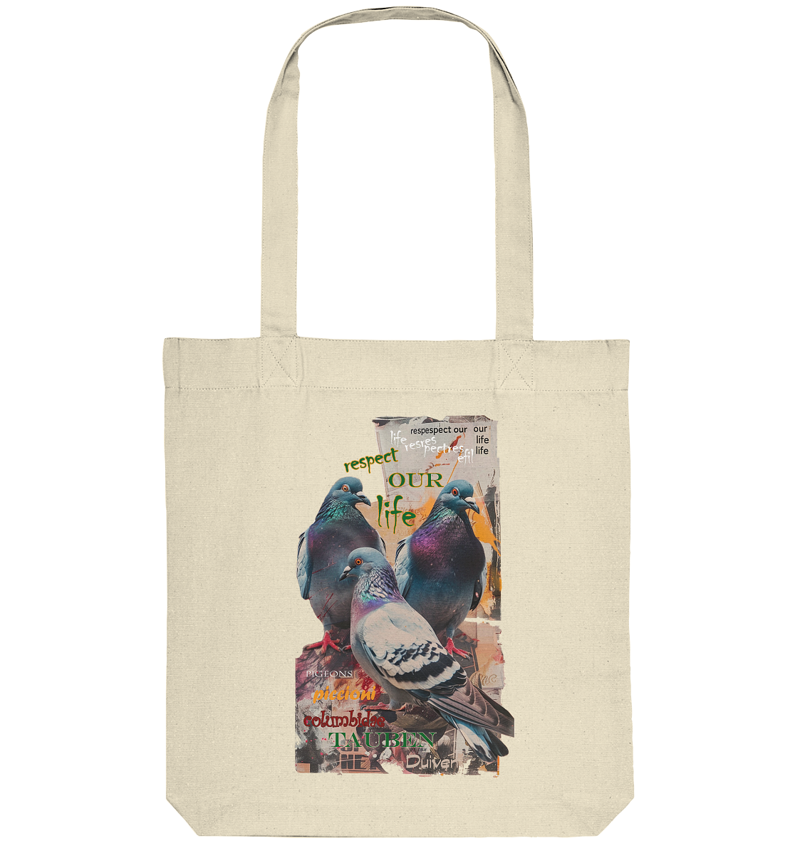motif "respect our life - pigeons" - shopping bag