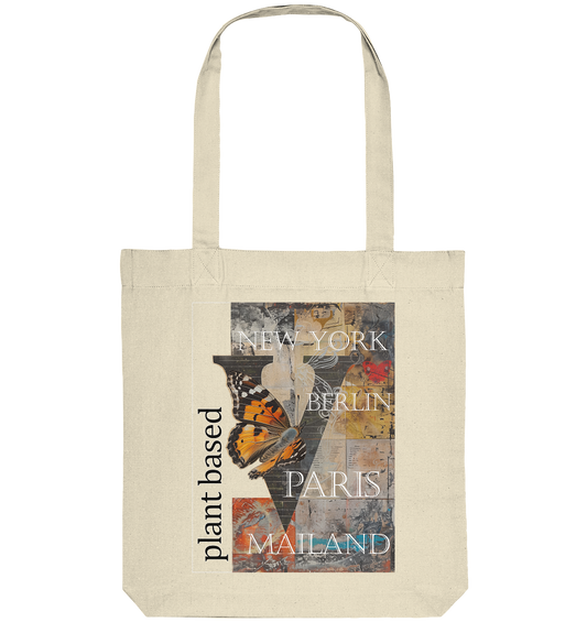 "plant based cities" motif - organic shopping bag